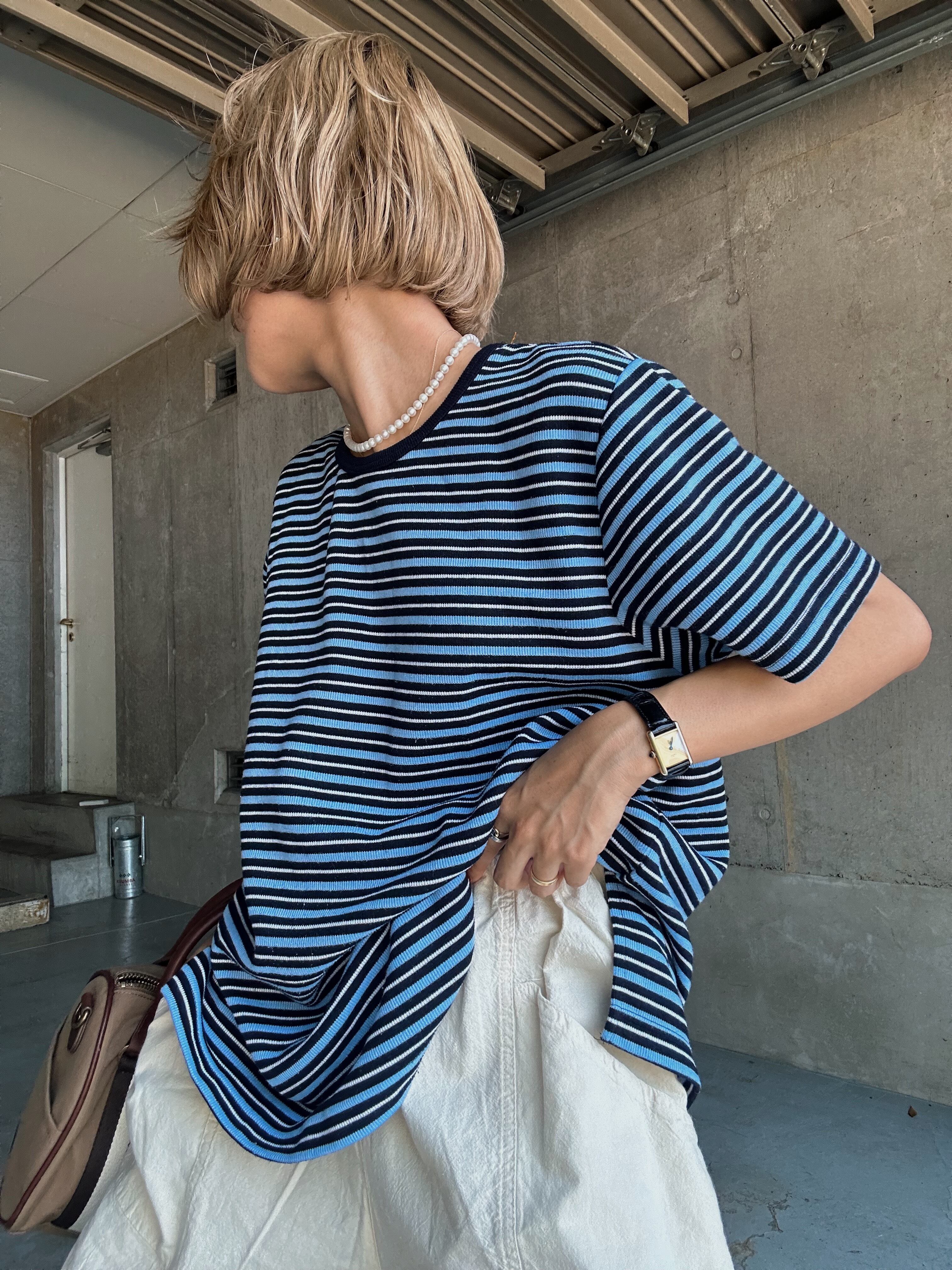 (CS2037)Border ringer t-shirt