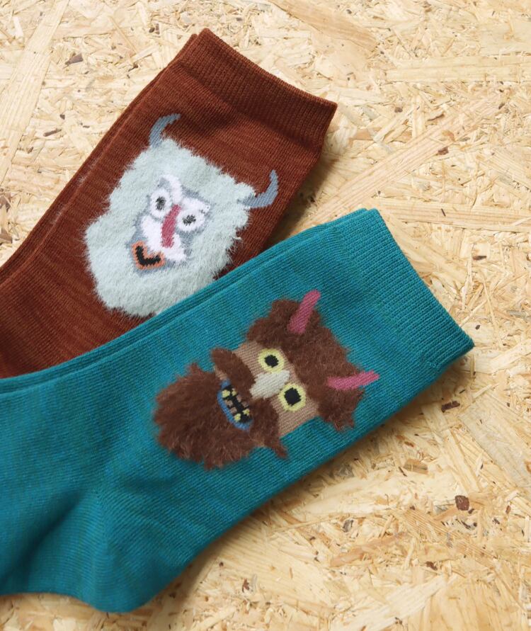 【kivisdou】ふさふさ仮面 クルーソックス 2足set