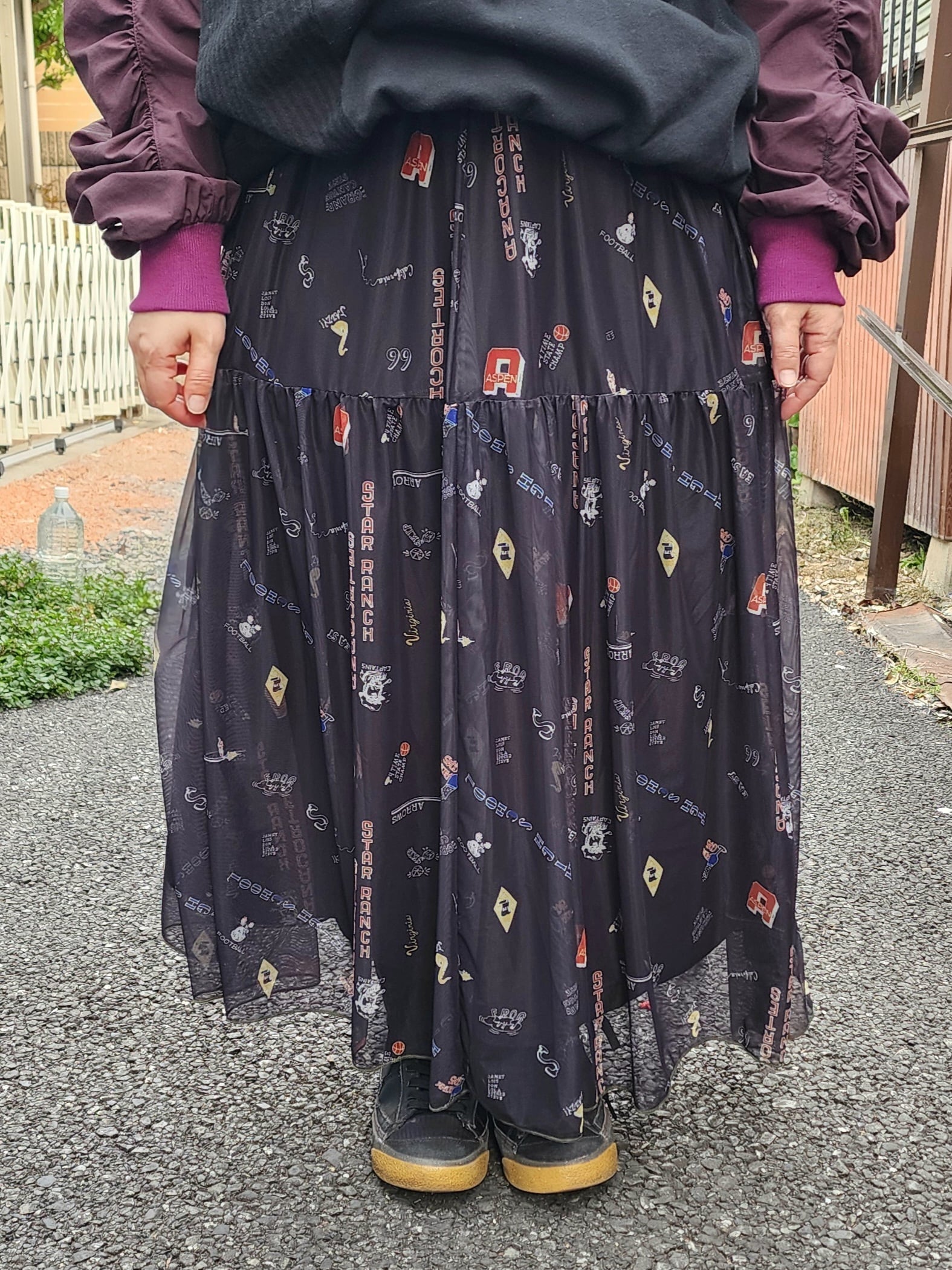 新品 ワンダフルワールド♥いちごプリント段々スカート／赤 スカート タフタ ふんわりシルエット Liala×PG 全4色｜lpg611-1329【2