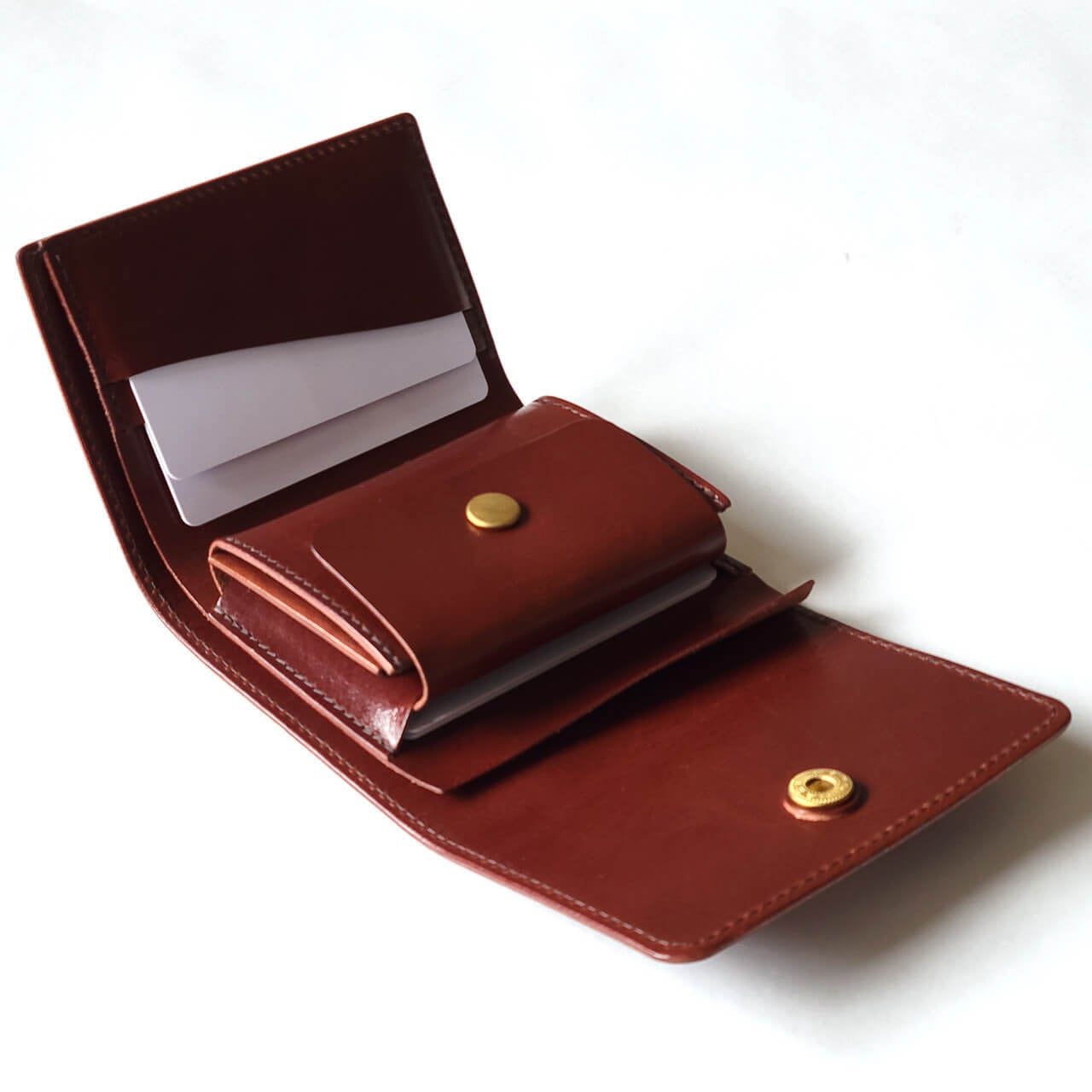 受注製作】ボタンミニ財布 ブラウン | Leather+