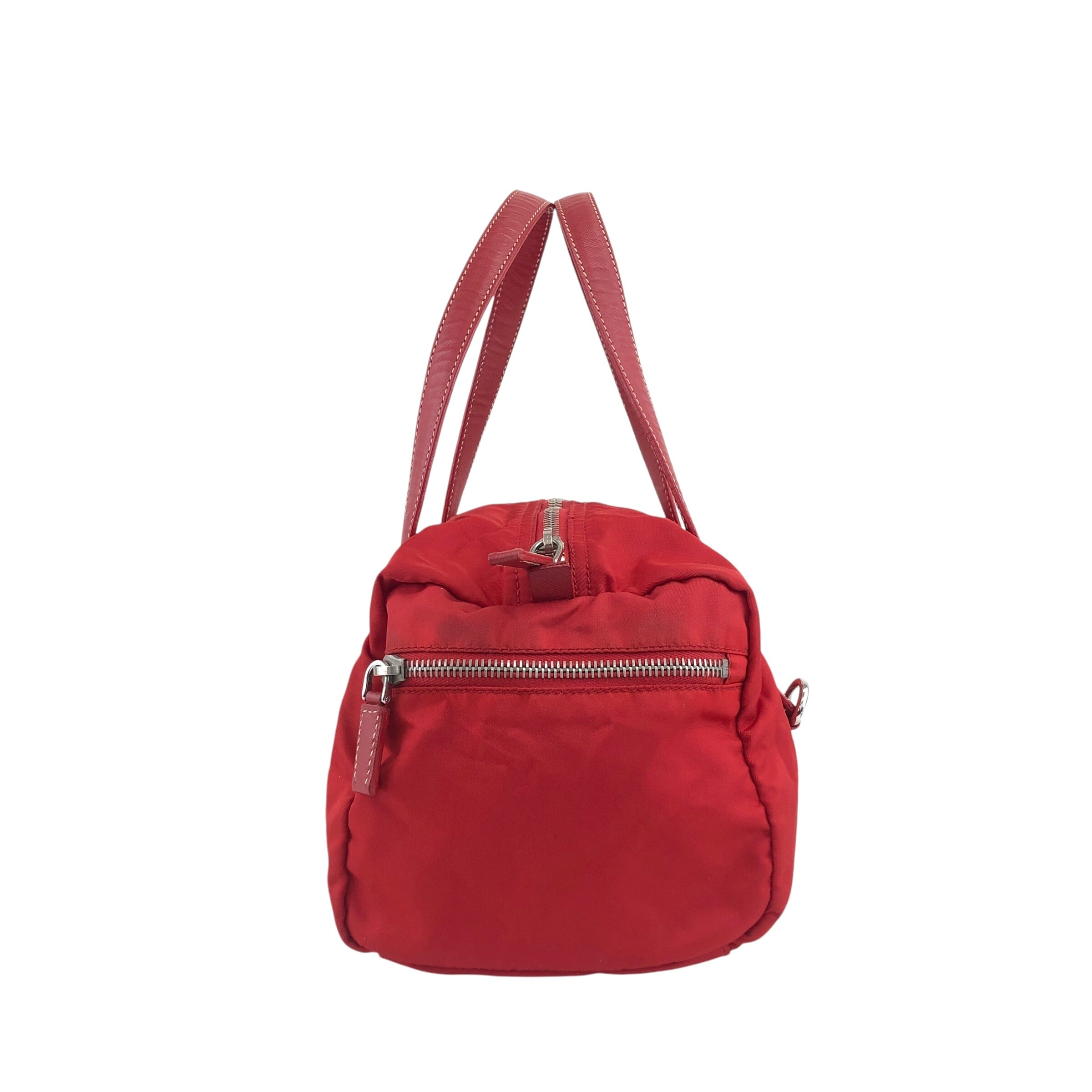 PRADA プラダ ハンドバッグ レッド トライアングルロゴ ナイロン ミニ