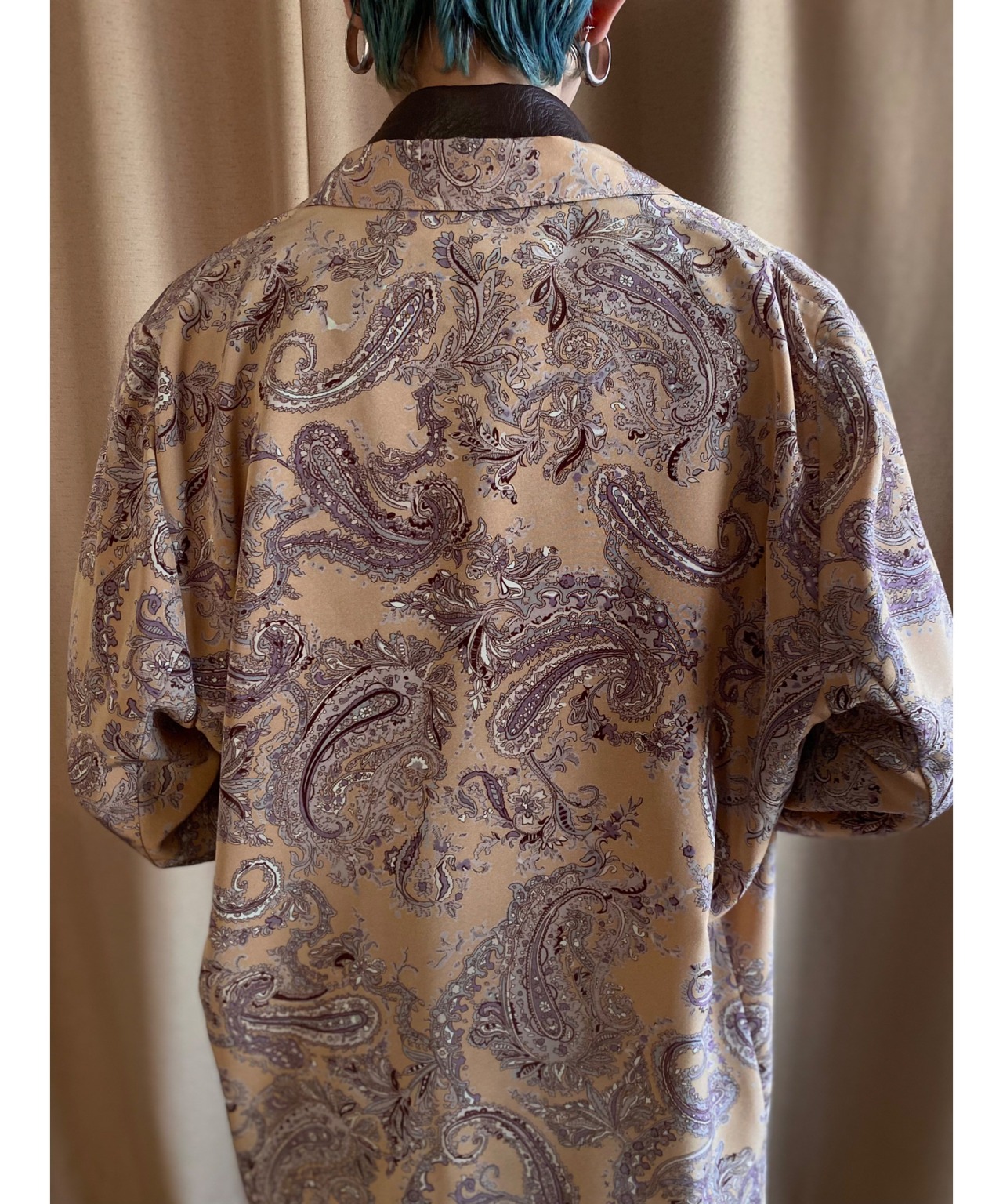 pink beige paisley pattern shirt jacket-4306-8