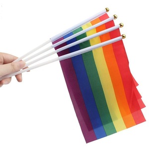 【努力特価】レインボー旗 20枚セット フラッグ LGBT 同性愛 プライド 平和 自由 平等 イベント 飾り ポリエステル (14*21cm)