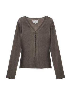 [MATIN KIM] VINTAGE DYING HOOK CARDIGAN IN KHAKI BROWN