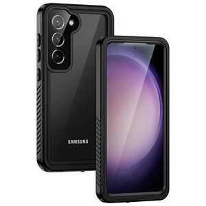 【人気】Lanhiem Samsung Galaxy S23 5G 防水ケース 完全防水 IP68米軍規格 指紋認証 タッチ可 耐衝撃 滑り止め 防塵 防雪 水中撮影 ワイヤレス充電サポート超軽量 薄型 透明 付け外し簡単 ギャラクシー S23 全面保護カバー ブラック