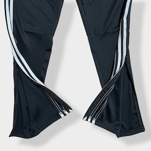 【adidas】トラックパンツ TRACK PANTS サッカー フットサル ジャージパンツ ジャージ下 裾チャック パフォーマンスロゴ プリント スリーストライプ CLIMACOOL アディダス 黒 US古着