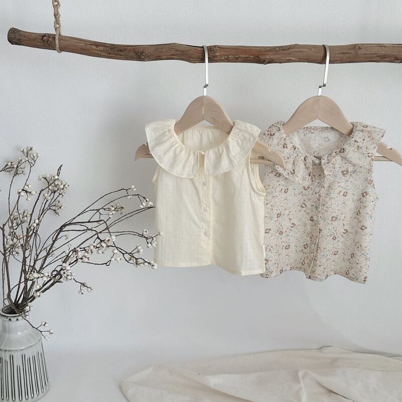 【BABY】夏新作 ノースリーブフリル襟シャツ