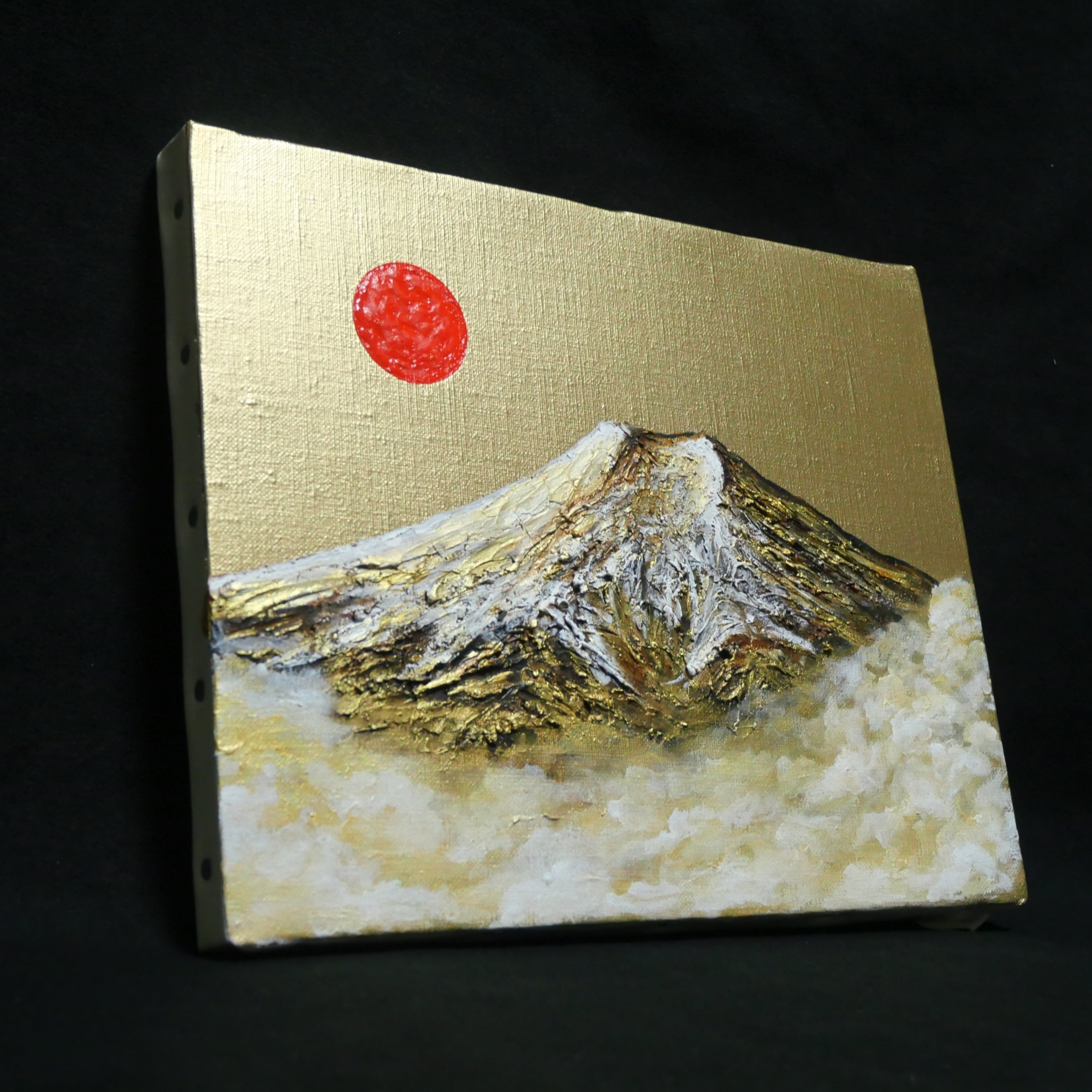 一点物 油彩画【旭日黄金富士】F3号 原画 富士山インテリア | HIROSHI1990
