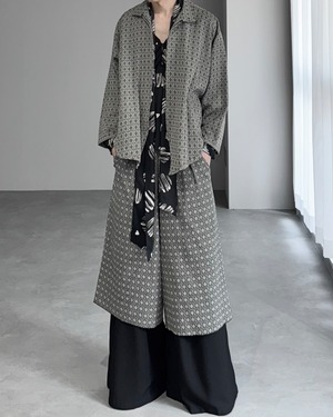 [SETUP] “Y's” HAKAMA motif zip jacket × wide  tuck half pants / gray