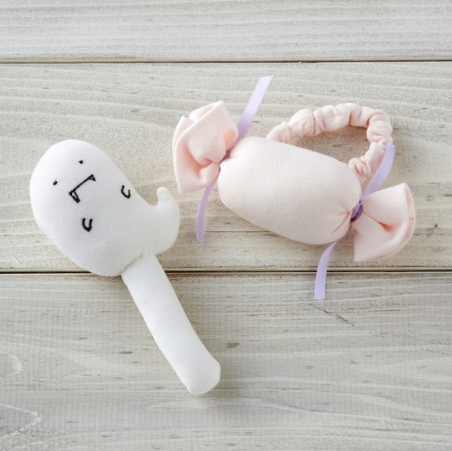 Lien de famille リヤンドファミーユ | おばけ&キャンディーラトル 赤ちゃんのガラガラ 布製 日本製 ハロウィン