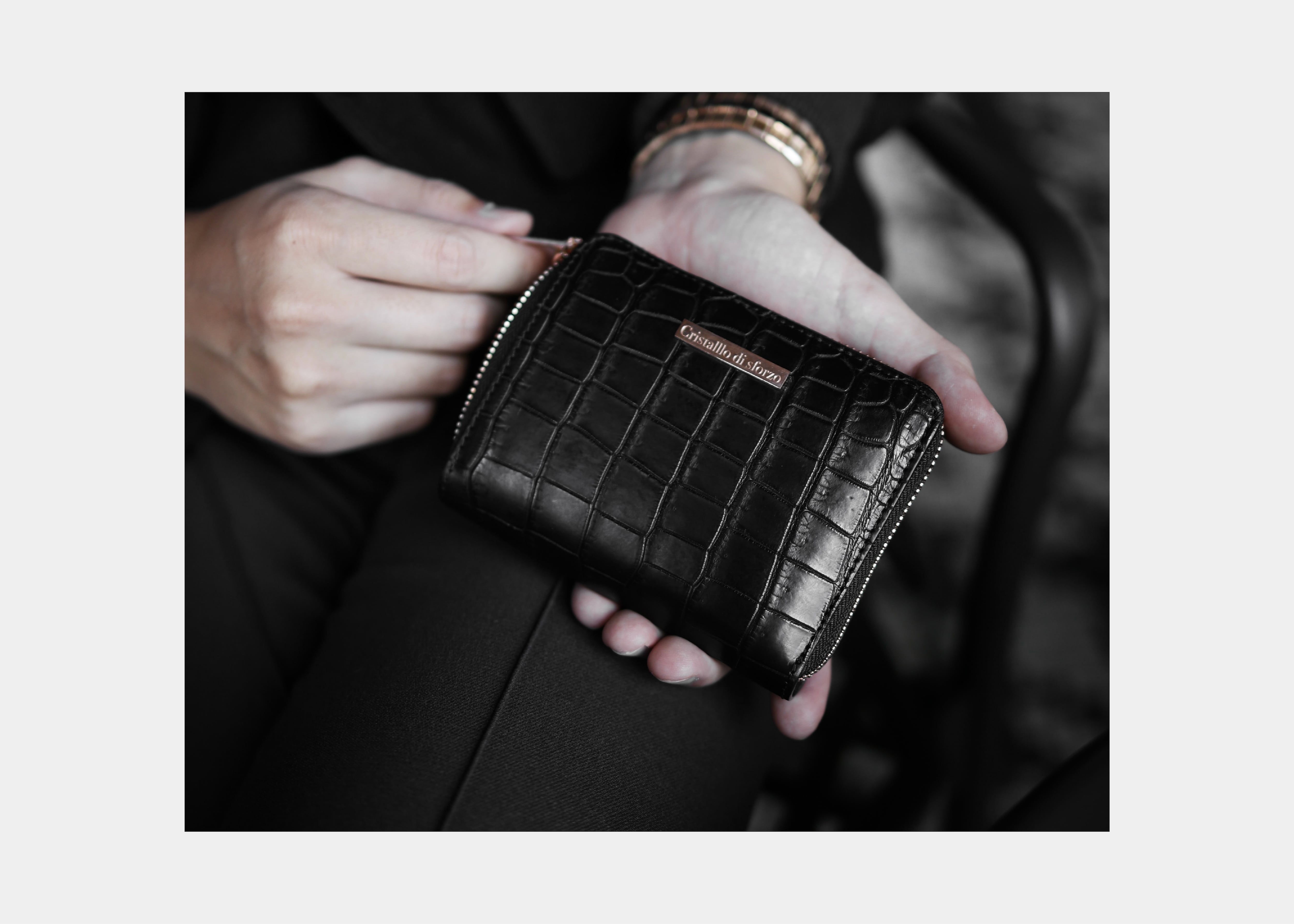 EUROKENVY クロコポロサスミドルウォレット Crocodile Porosus Middle Wallet【フランス製ポロサス】【送料無料