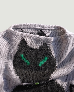 【古着】鈴付きの黒猫ニット