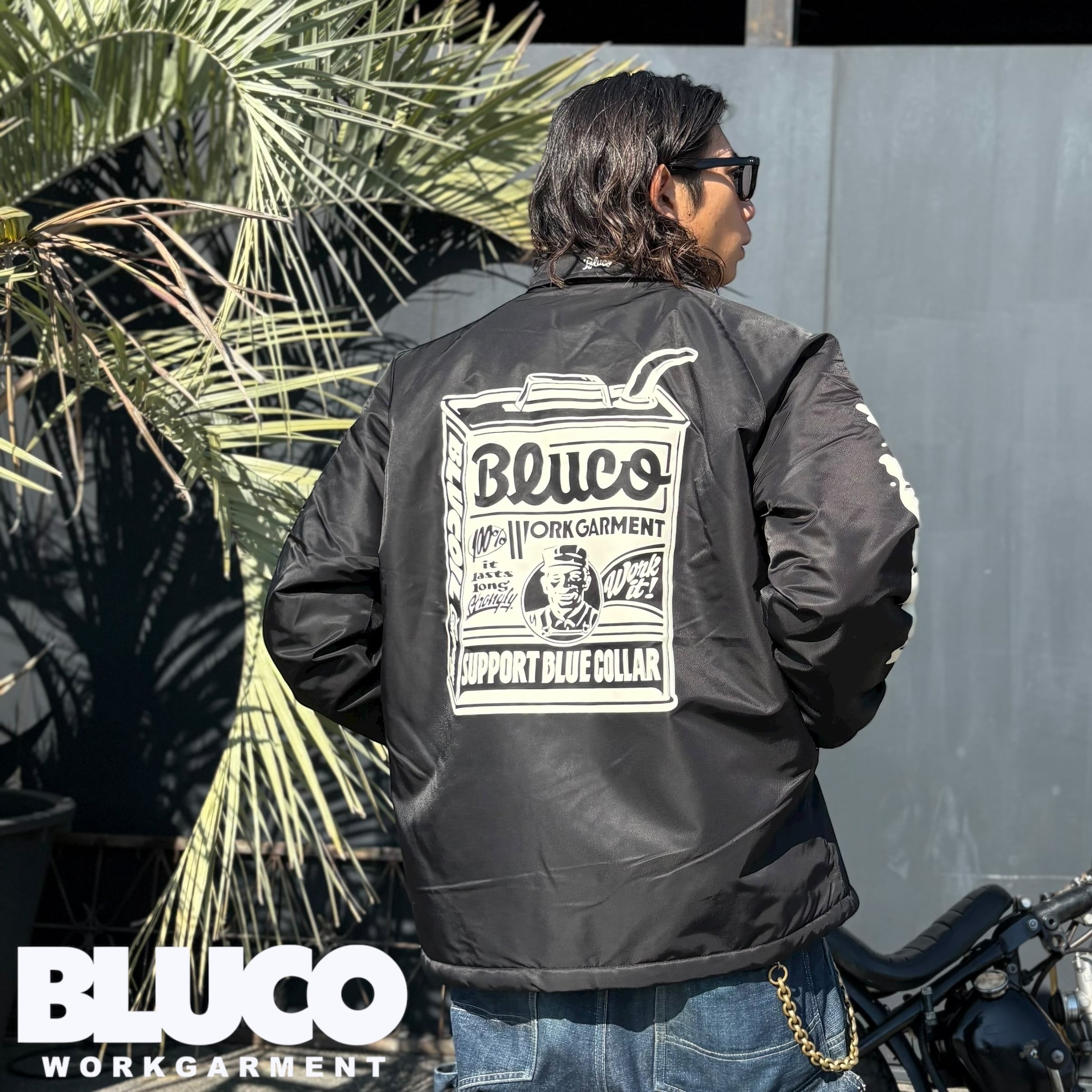 コーチジャケット ボア コラボ メンズアウター プリント BLUCO【ブルコ