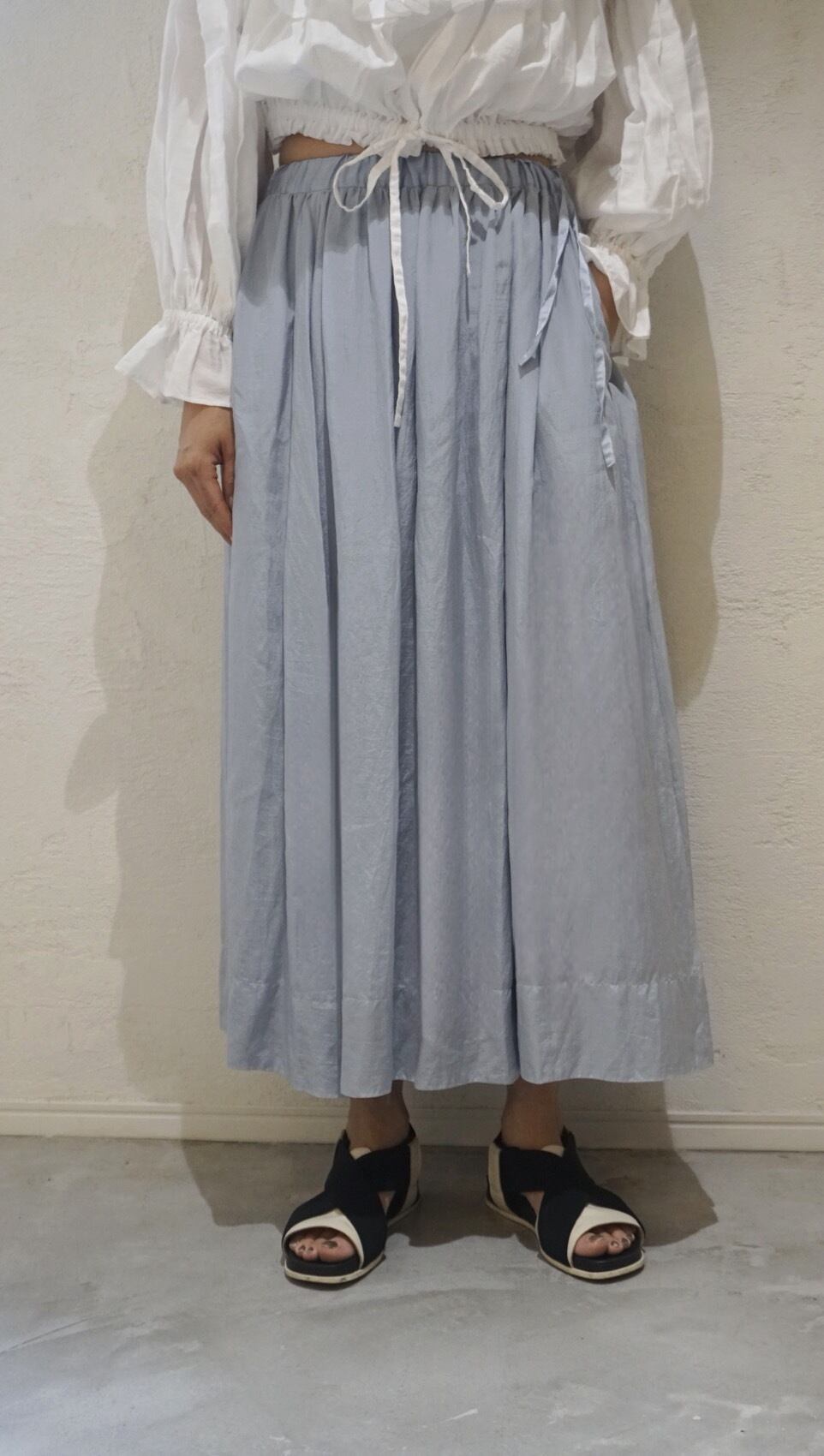 SKIRT 076【ボタニカルダイ染め×綿シルクギャザースカート