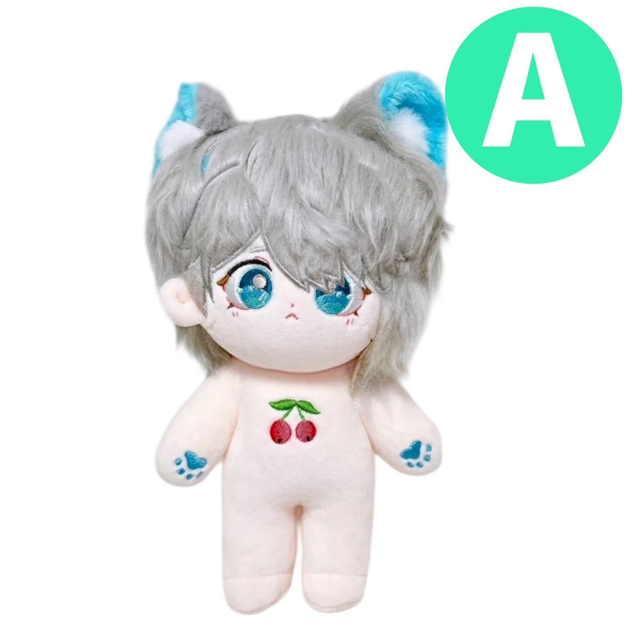 ぬい本体 スケルトンあり 骨 20cm ぬいぐるみ さくらんぼ バラ 銀髪 猫