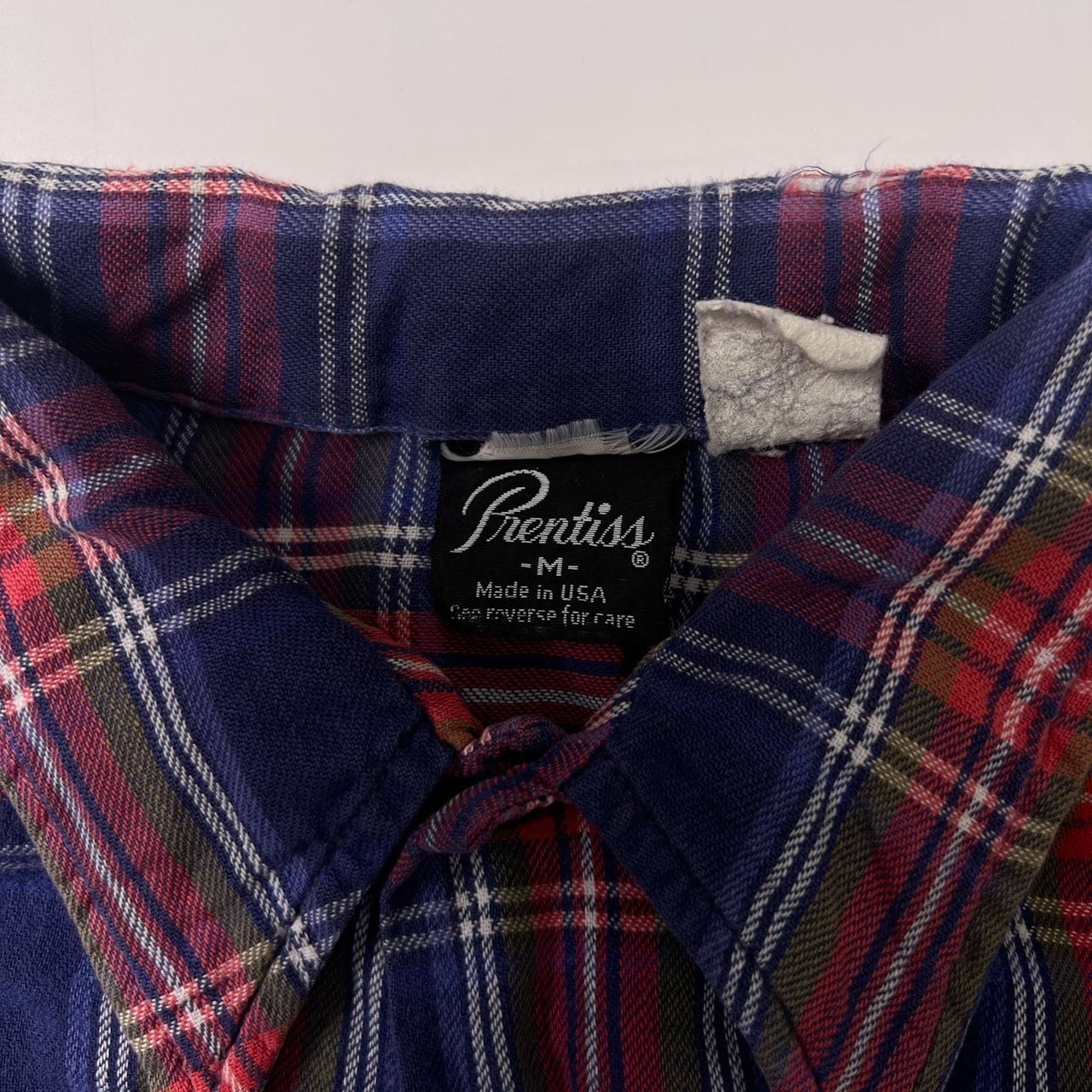 Prentiss プレンティス USA製 チェック柄 長袖シャツ M/ネイビー レッド/vintage