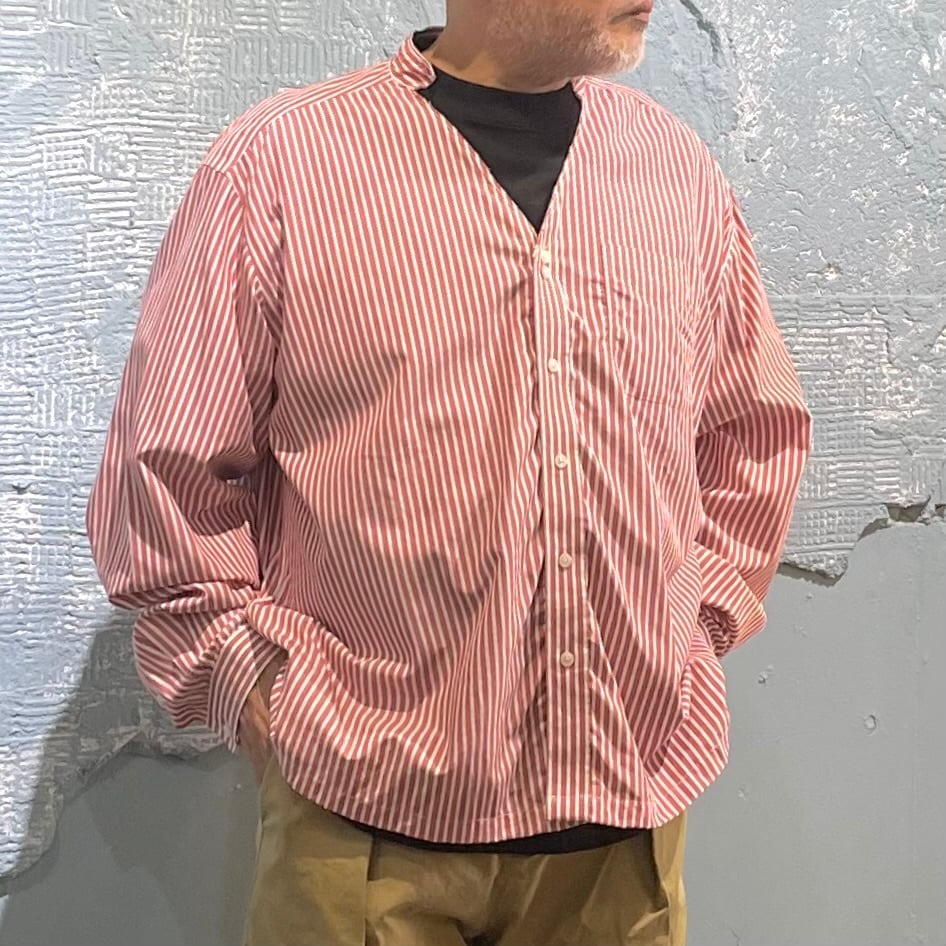 CHANGES / stripe remake shirt / white x wine