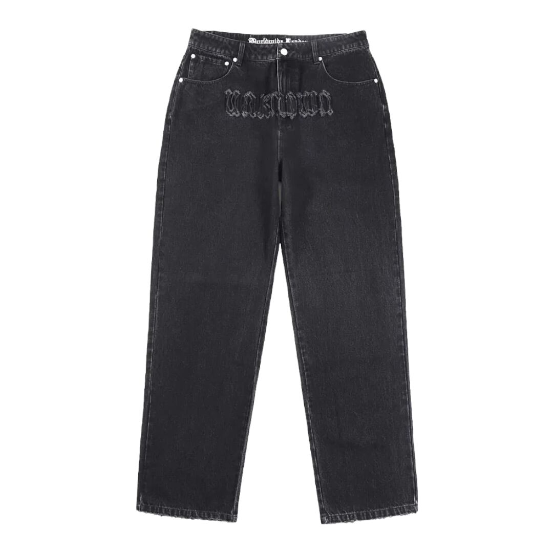 【UNKNOWN LONDON】WASHED ANGEL GRAPHIC DENIM PANTS