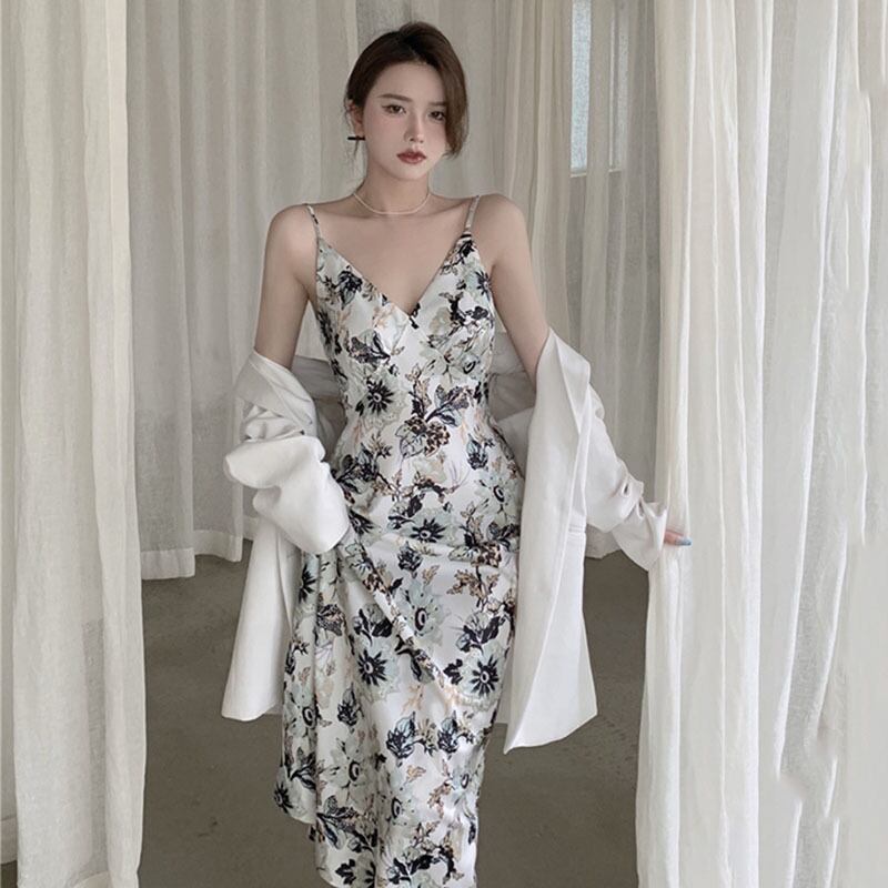 サマースタイルスタンダードVネック薄手カラードレス スカート レトロ 夏物 ドラファッションホール11976145514