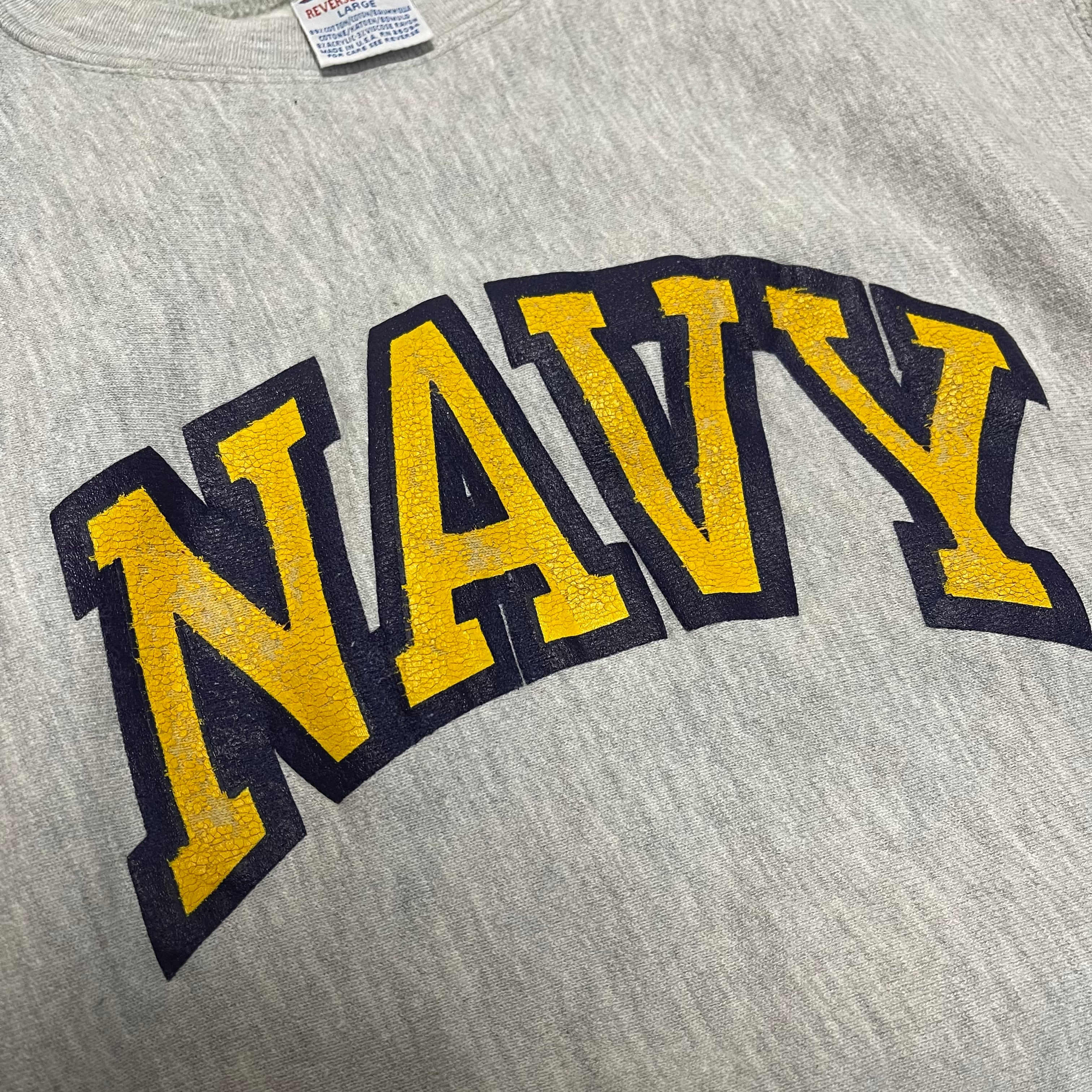 90年代 USA製 リバースウィーブ 刺繍タグ U.S.NAVY アメリカ海軍-