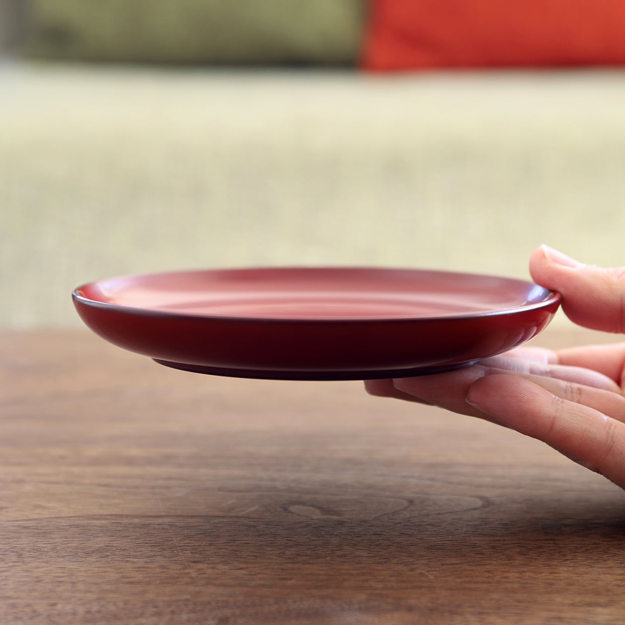 15cmPlate】①古代朱 ／ ②溜 作：畠中昭一（現代の名工）工房：古代匠