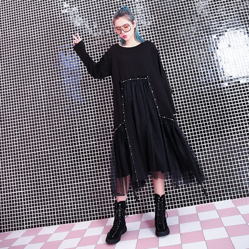 ロングドレス オータムスタイルスカート ルーズ薄手 大きめサイズ 秋物 ラブタオタオダレンハウス17499528326