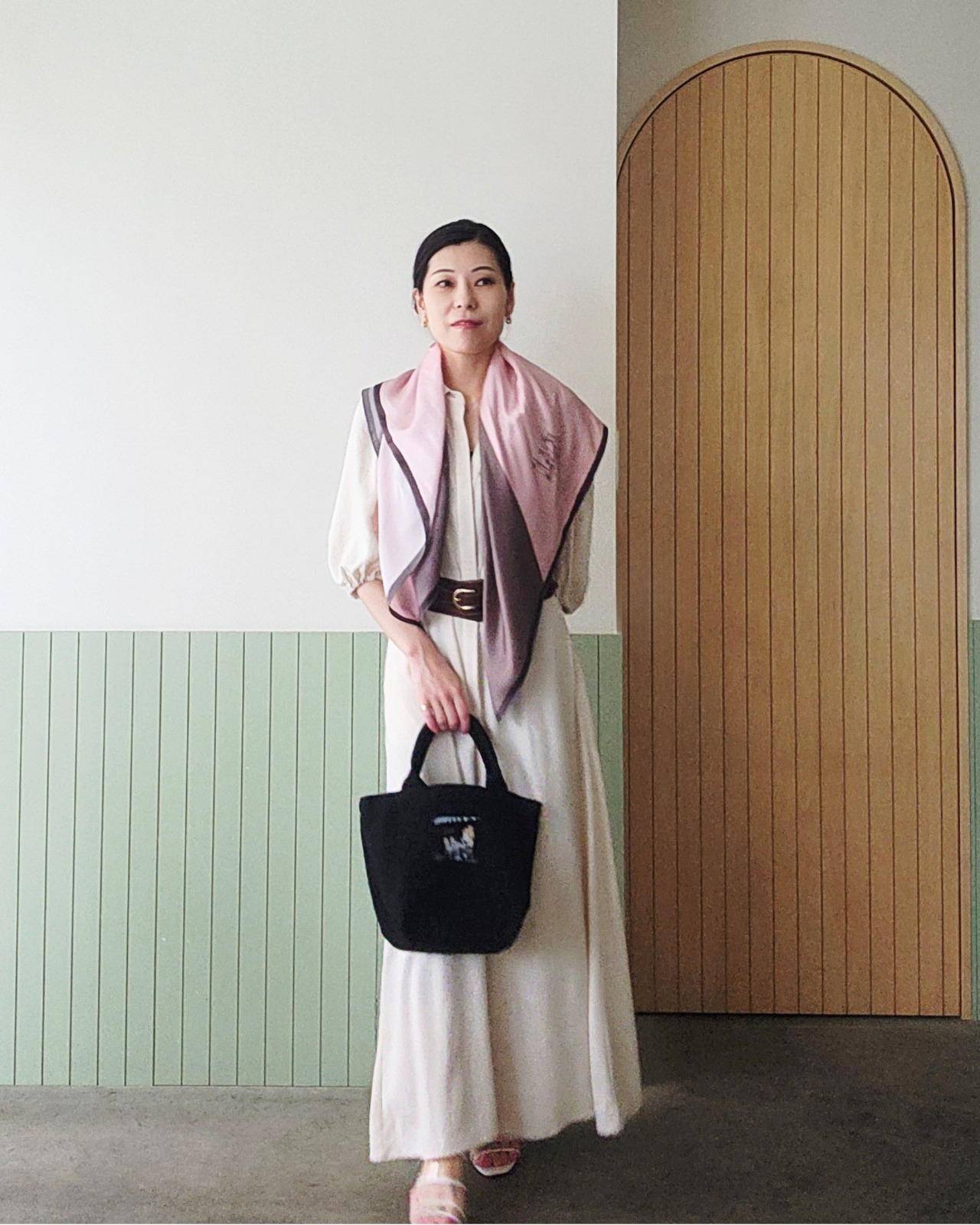 【SAMPLE / 1点限り】シルクスカーフ_展示・撮影使用品（PINK & BROWN） - 10