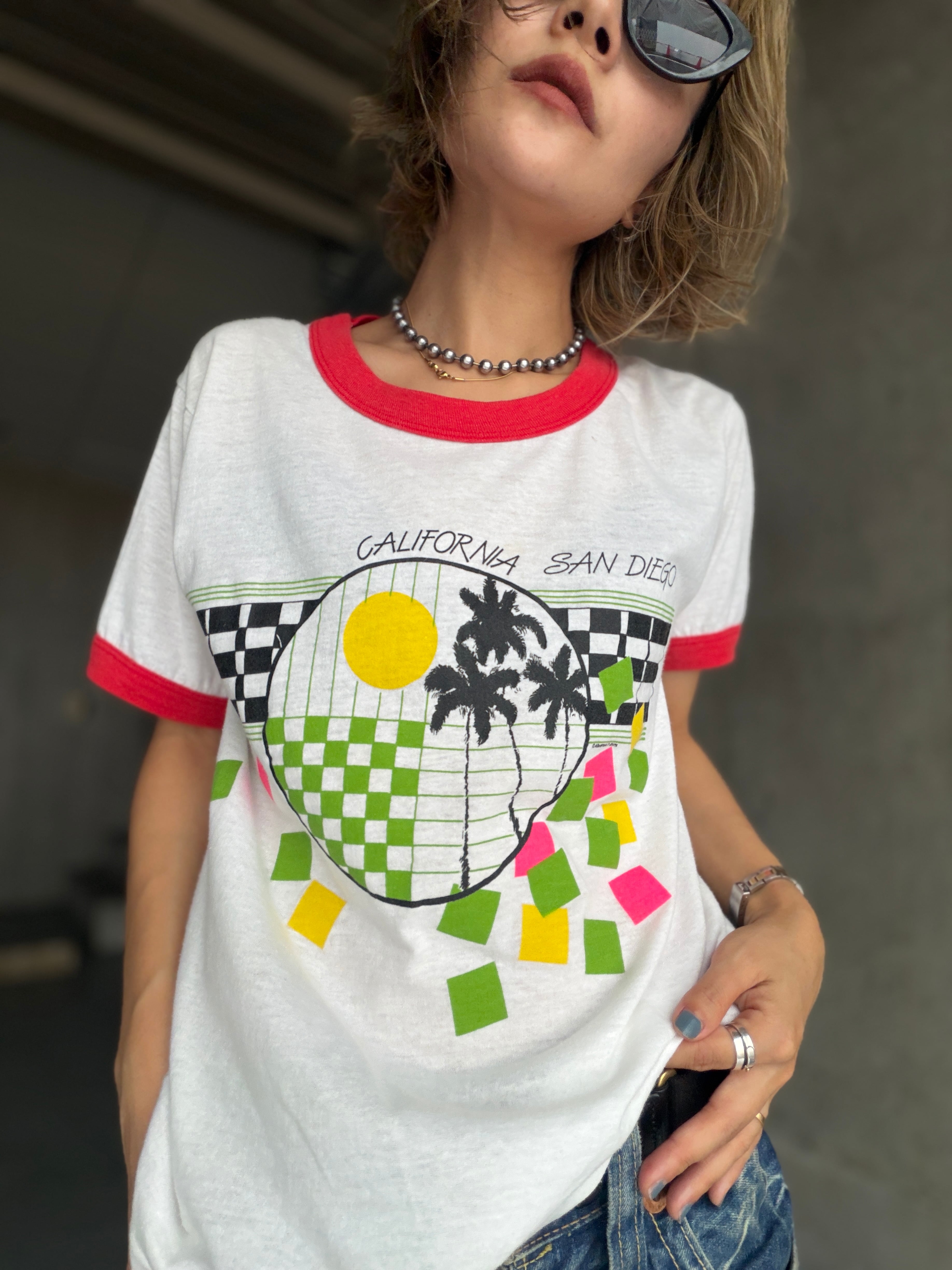 (CS2441)80’s California ringer T-shirt made in USA