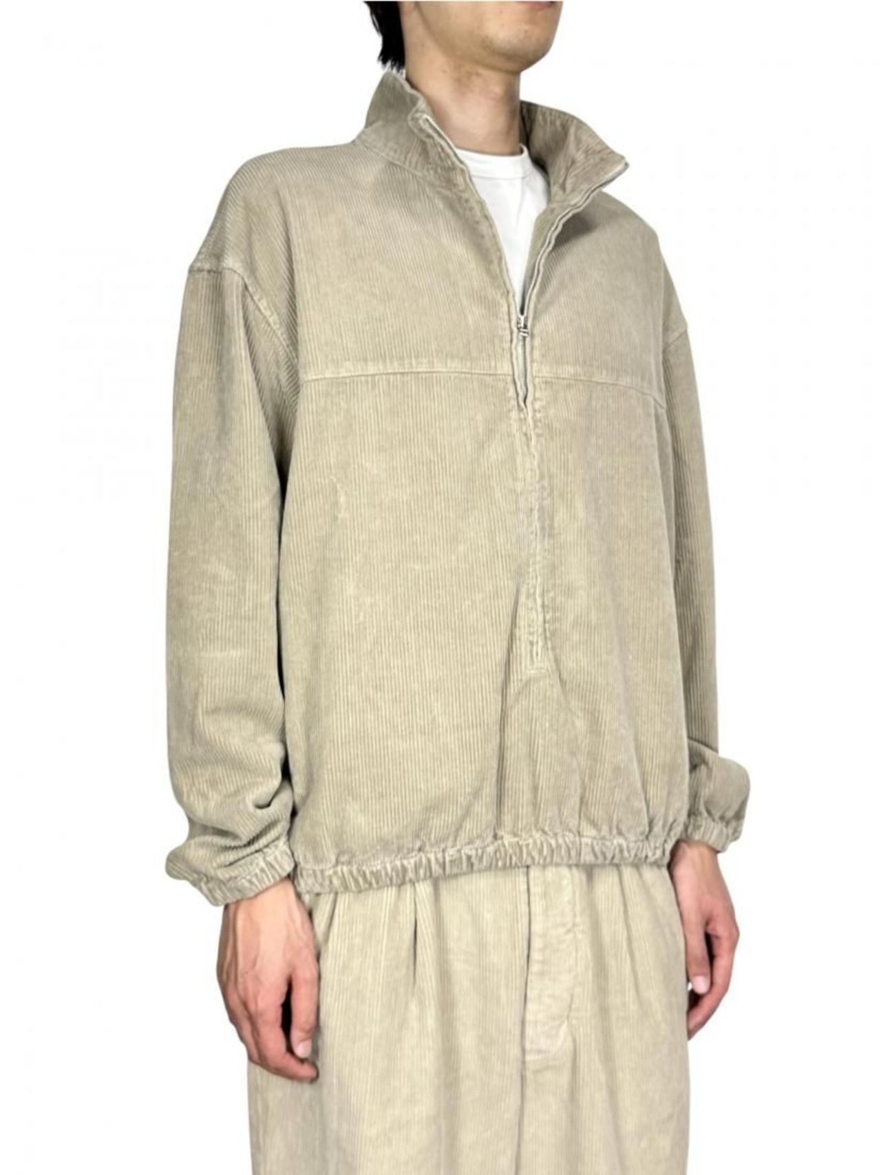 【concause】hi neck corduroy shirt
