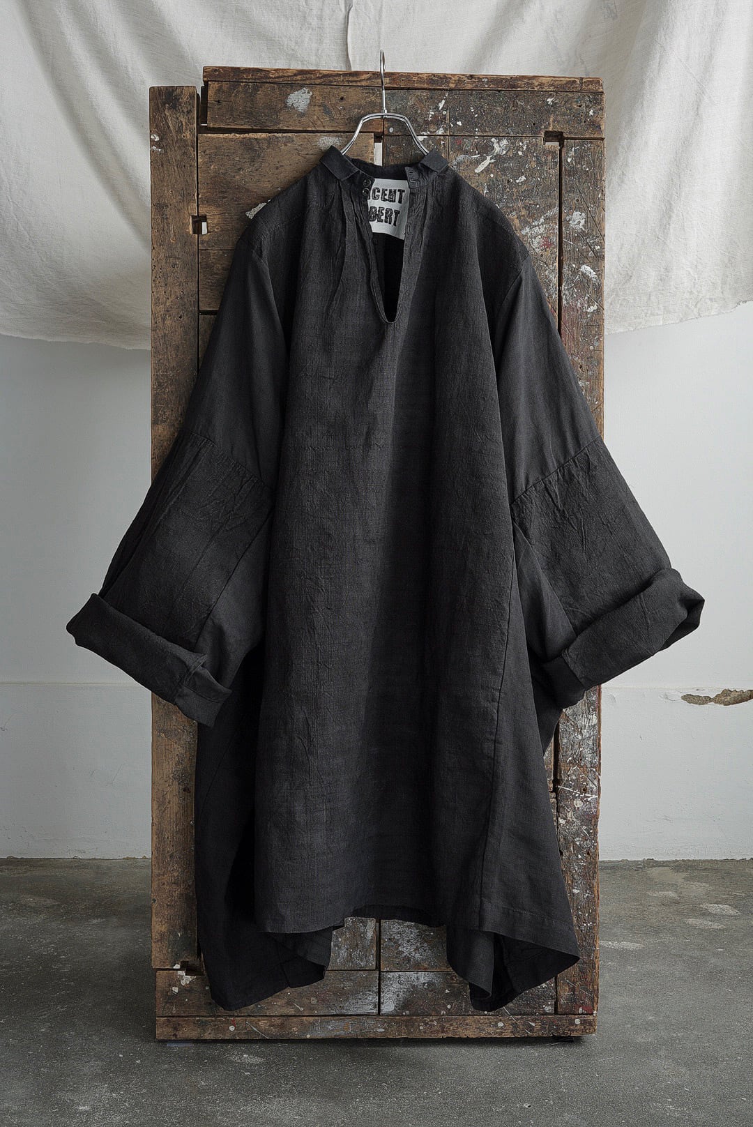 VINCENT JALBERT - VINTAGE FRENCH FARMER SMOCK, ENLARGE / BLACK