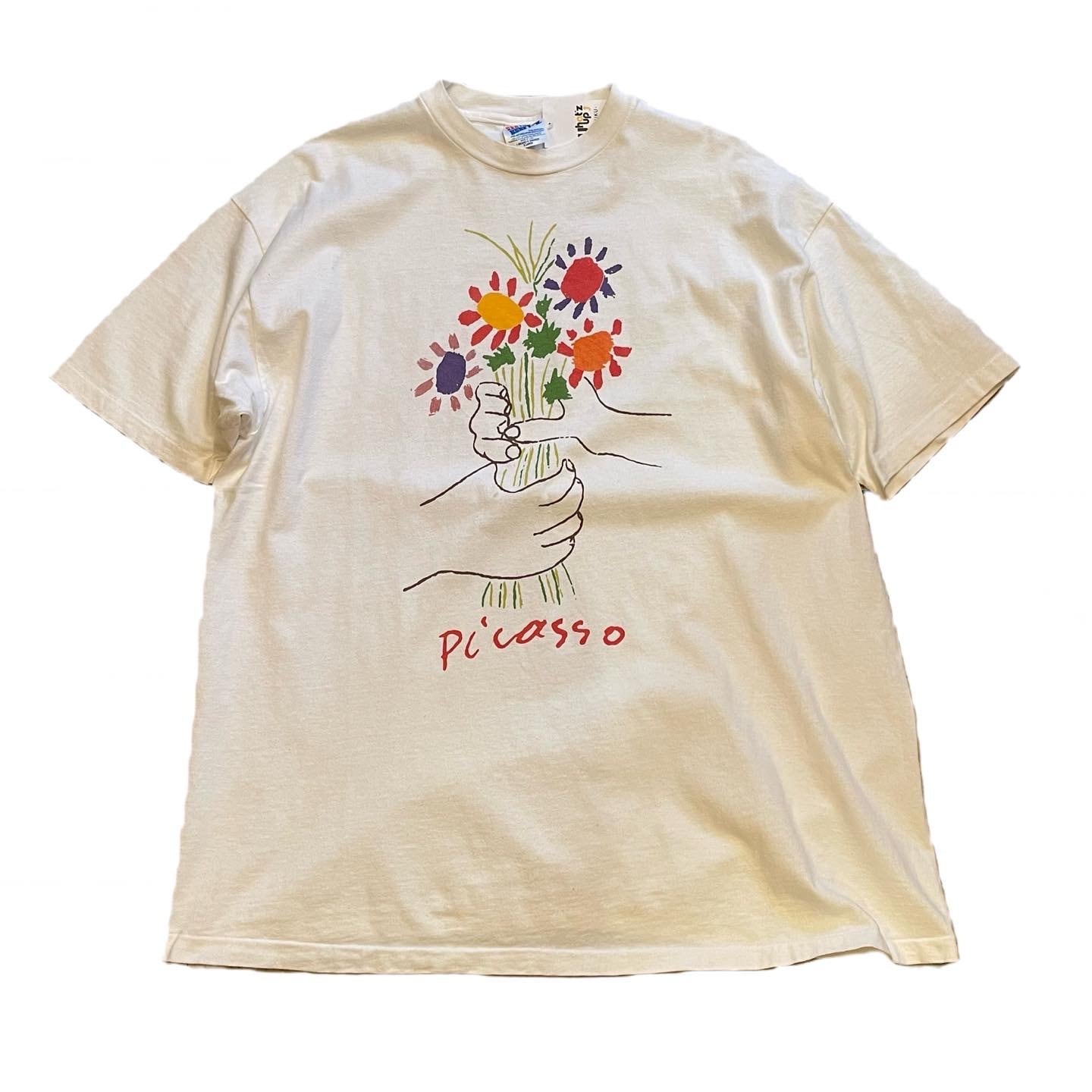 ピカソ 90s ヴィンテージ Tシャツ 花束を持つ手 アートTシャツ - T
