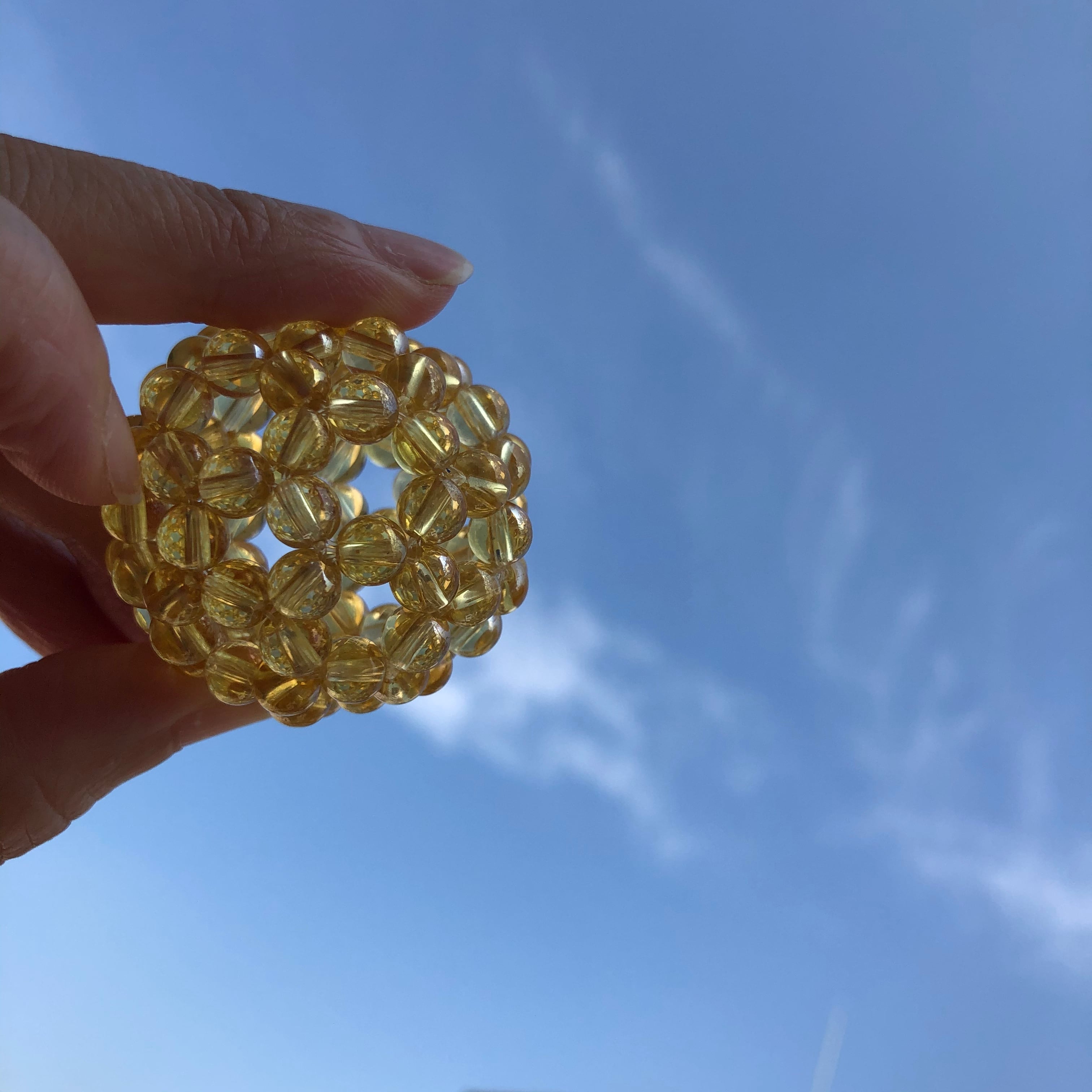 神聖幾何学フラーレン シトリン6mm ゴールド台座付き｜金運UP ☆神聖
