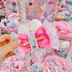 【F7】59-54うさ耳リボンヘアクリップ