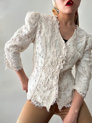 70-80s Vintage Lace Blouse Jacket