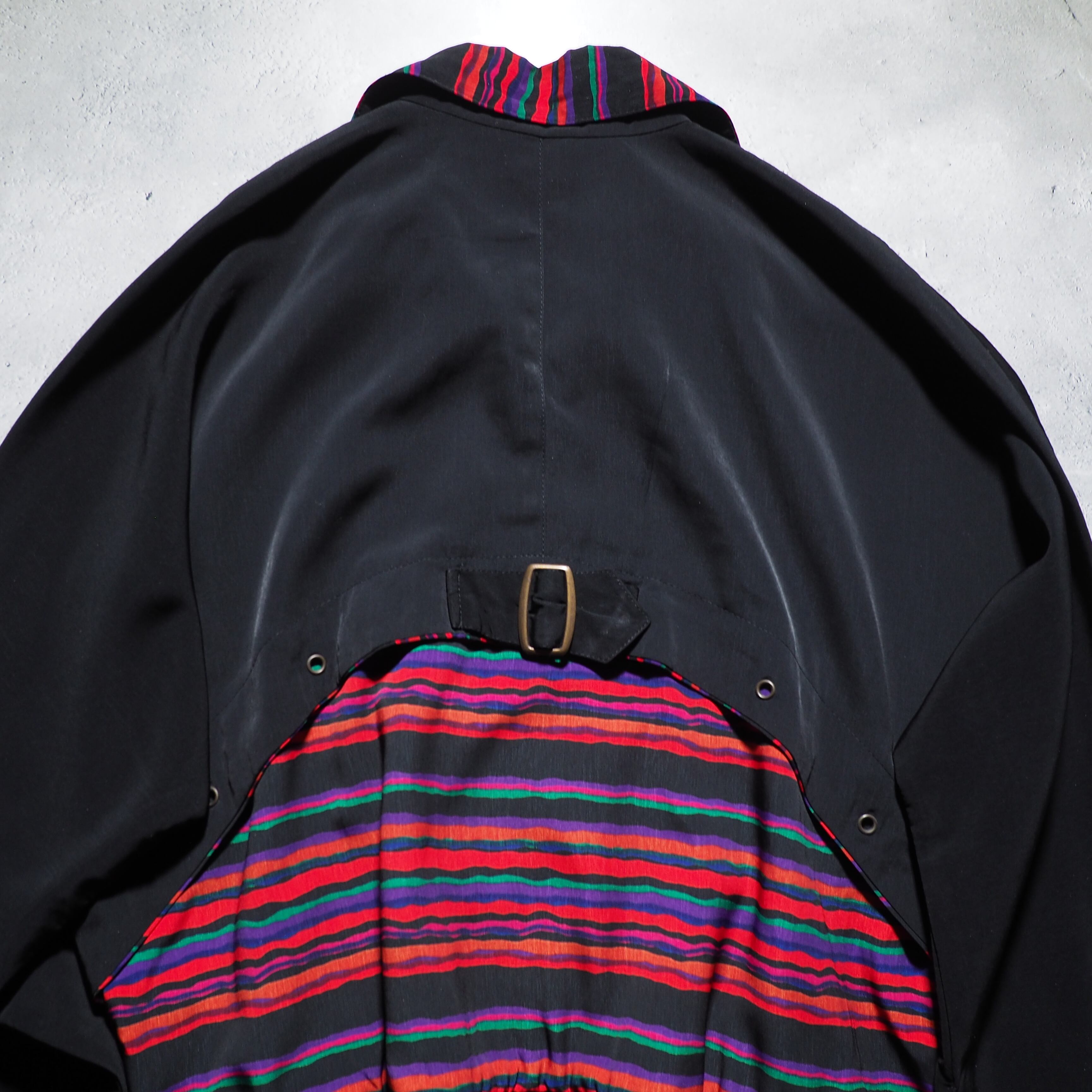 Black mode multi color Border layered vintage Dolman sleeve Blouson