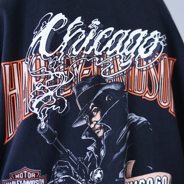 "HARLEY-DAVIDSON" front and back print loose silhouette l/s tee