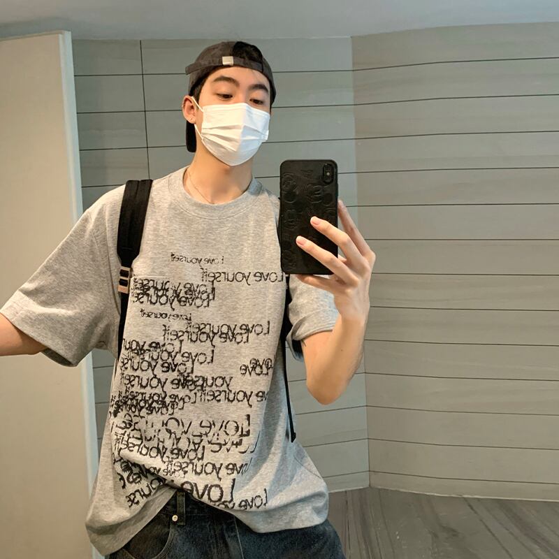 MADEINWN英字模様ハーフスリーブTシャツ