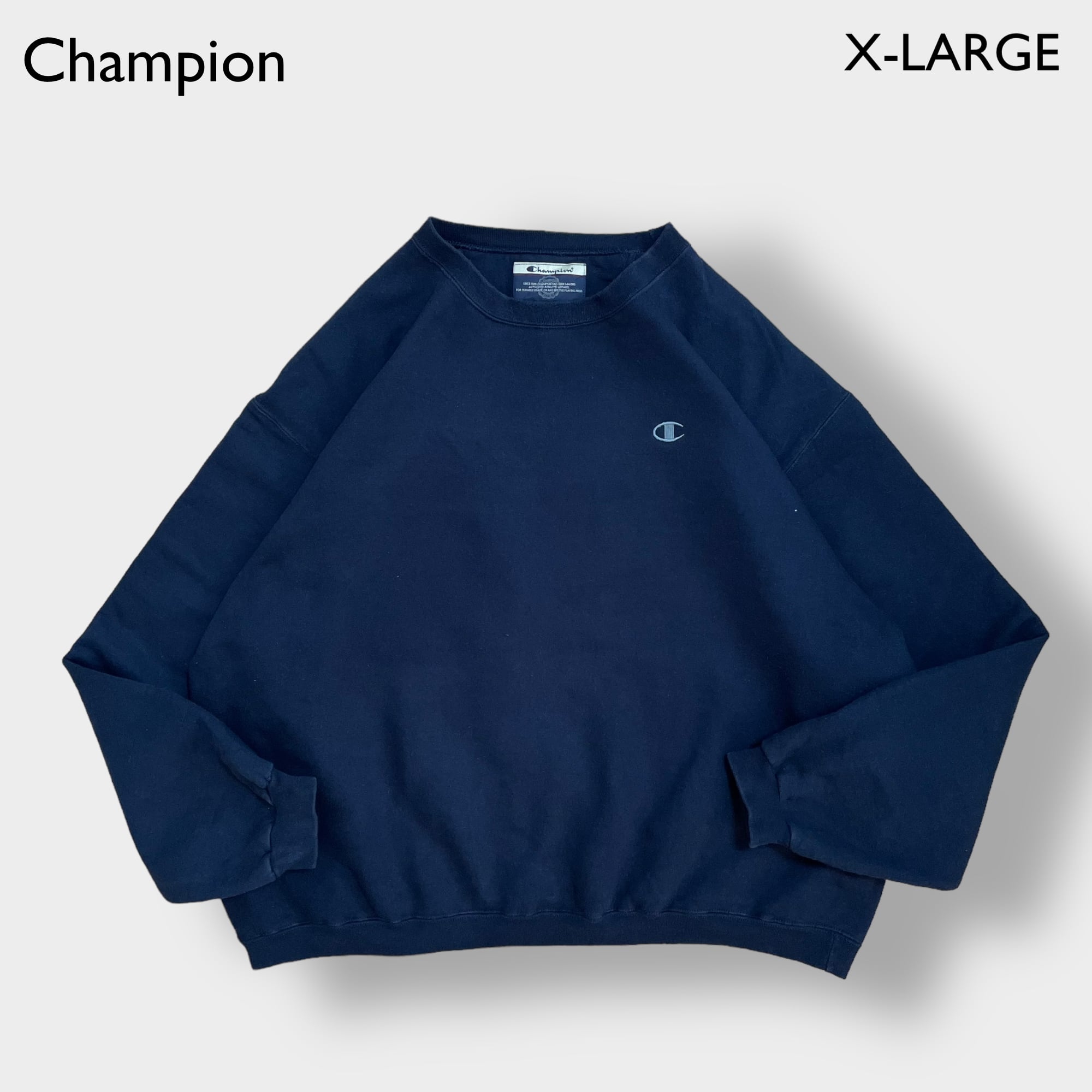 champion メキシコ製 XL ビッグシルエット ワンポイント 刺繍ロゴ 太