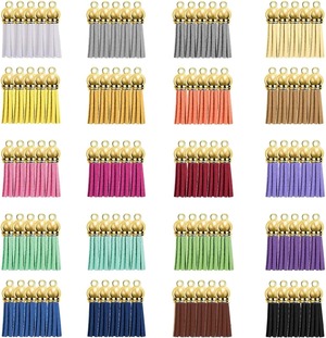【新着特価】[BetterJonny] 100本 タッセル チャーム 20色 タッセル フリンジタッセル キーリング チャーム 携帯ストラップパーツ カン付き DIY用品 装飾材料 (ゴールド)