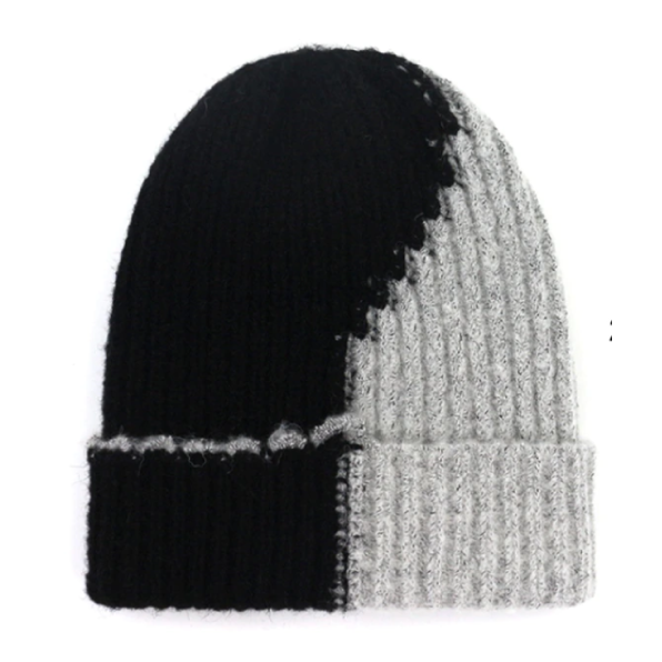 knit cap　black✖gray