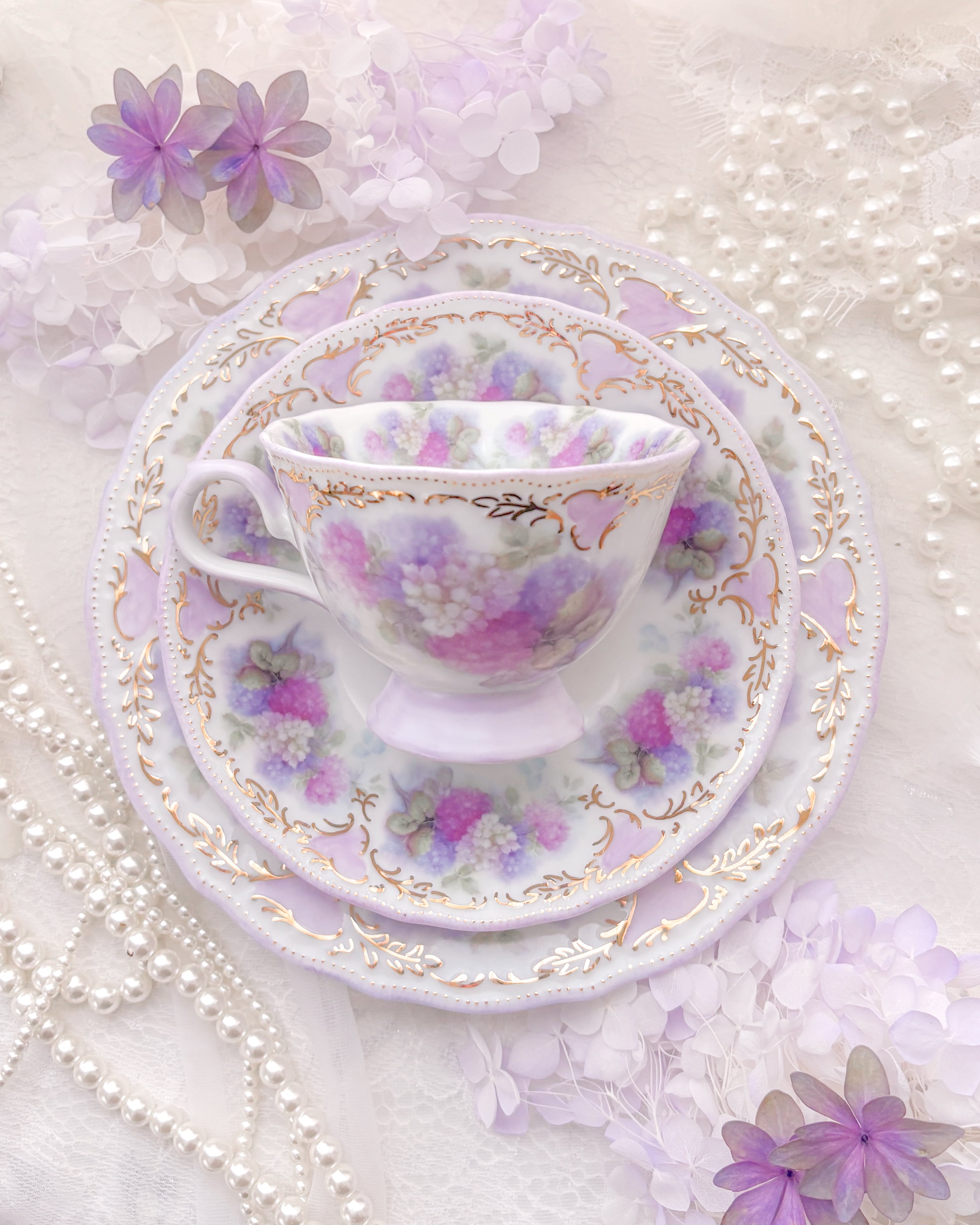 Fleur de hydrangea ～紫陽花の庭カップソーサー | Blanche Neige