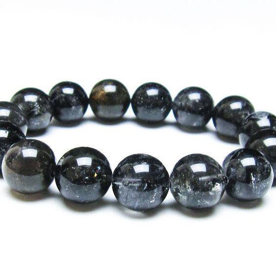 エレスチャルクォーツ ブレスレット 14mm ブラックエレスチャル 一点物  111-37844