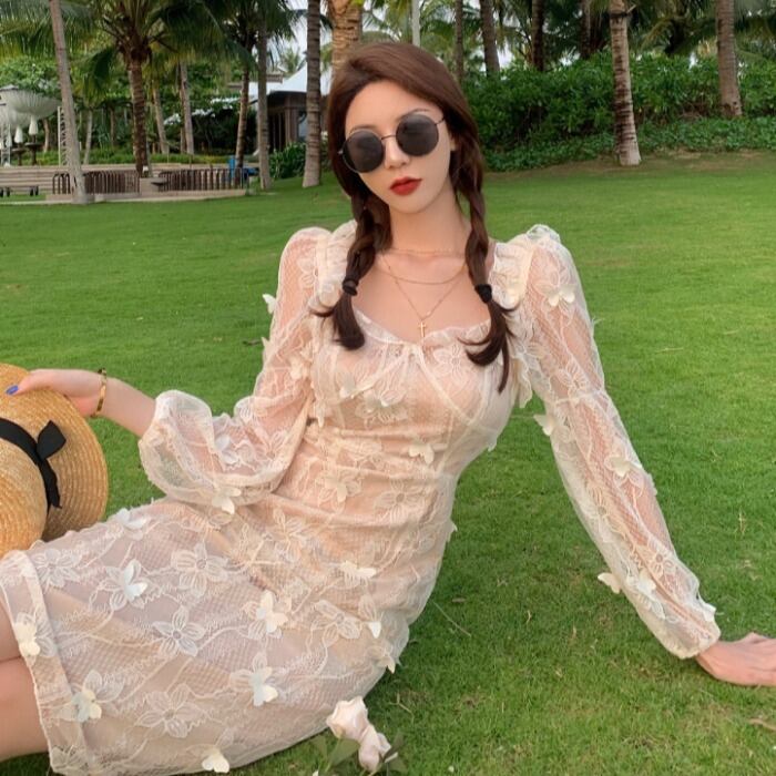 サマースタイルスタンダード刺繍Butterflyデザイン スカート ウェストドレス レディース ロング レトロ 夏物 ドラファッションホール42333924268