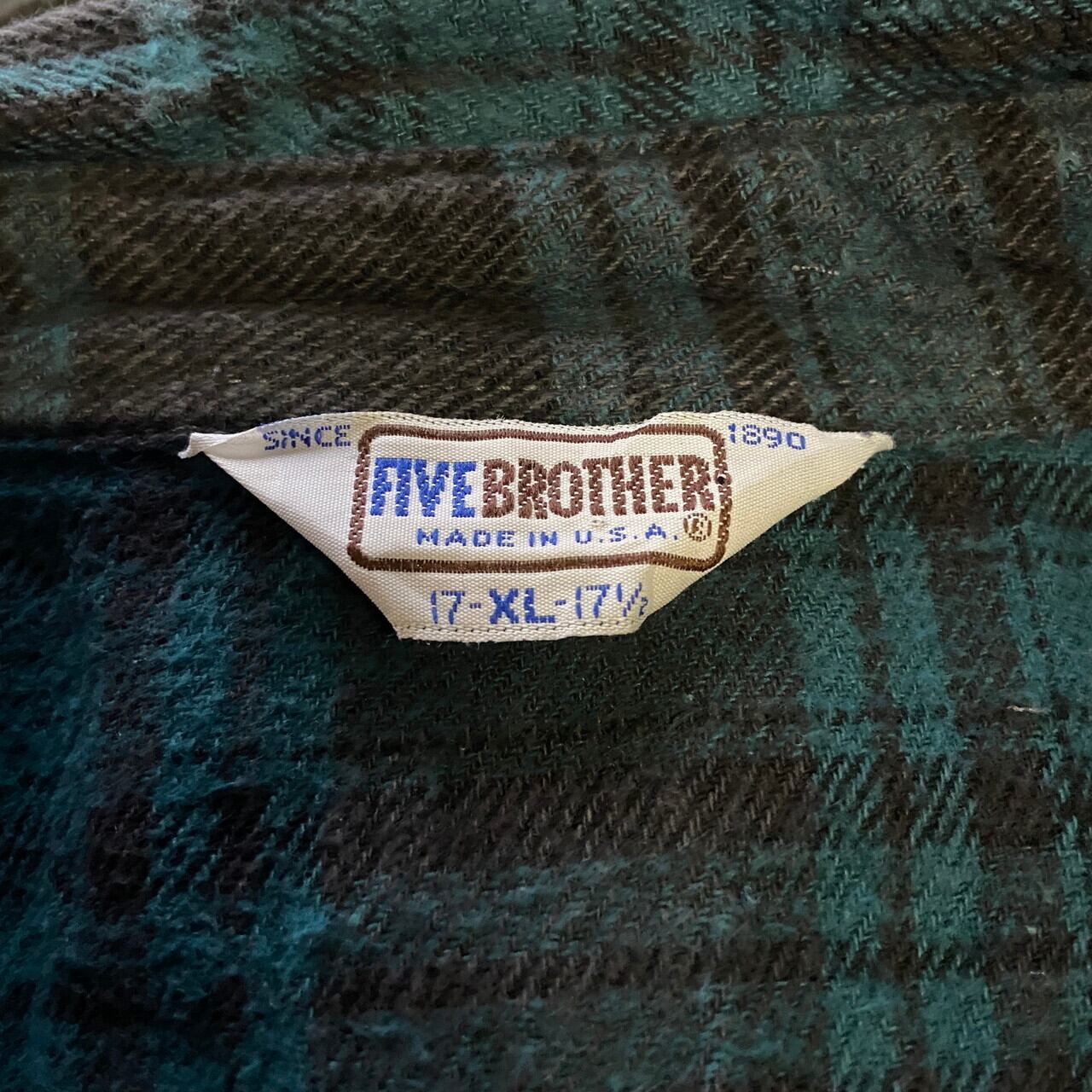 80年代 Five Brother ファイブブラザー チェック柄 長袖 ヘビー