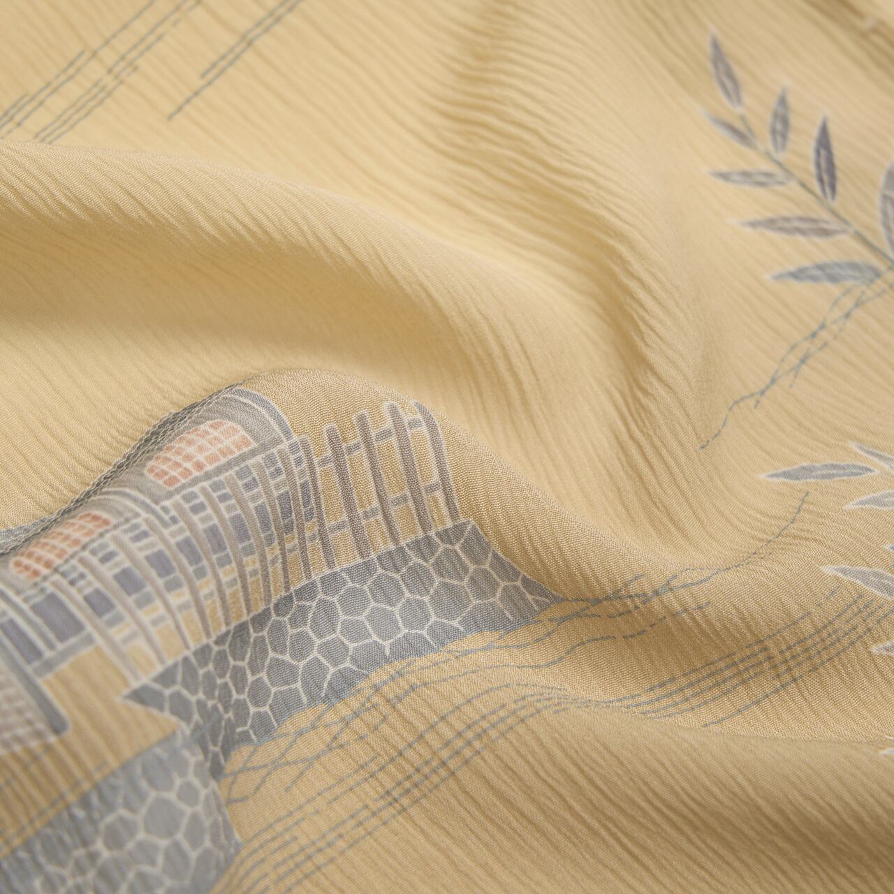 茶屋辻模様 手描友禅 絹ちぢみ単衣着物【中古】 | かわの屋