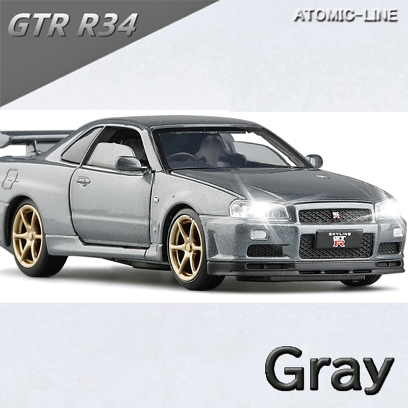 NISSAN スカイライン R34 GTR 1/32 ミニカー 全4色 ライト点灯