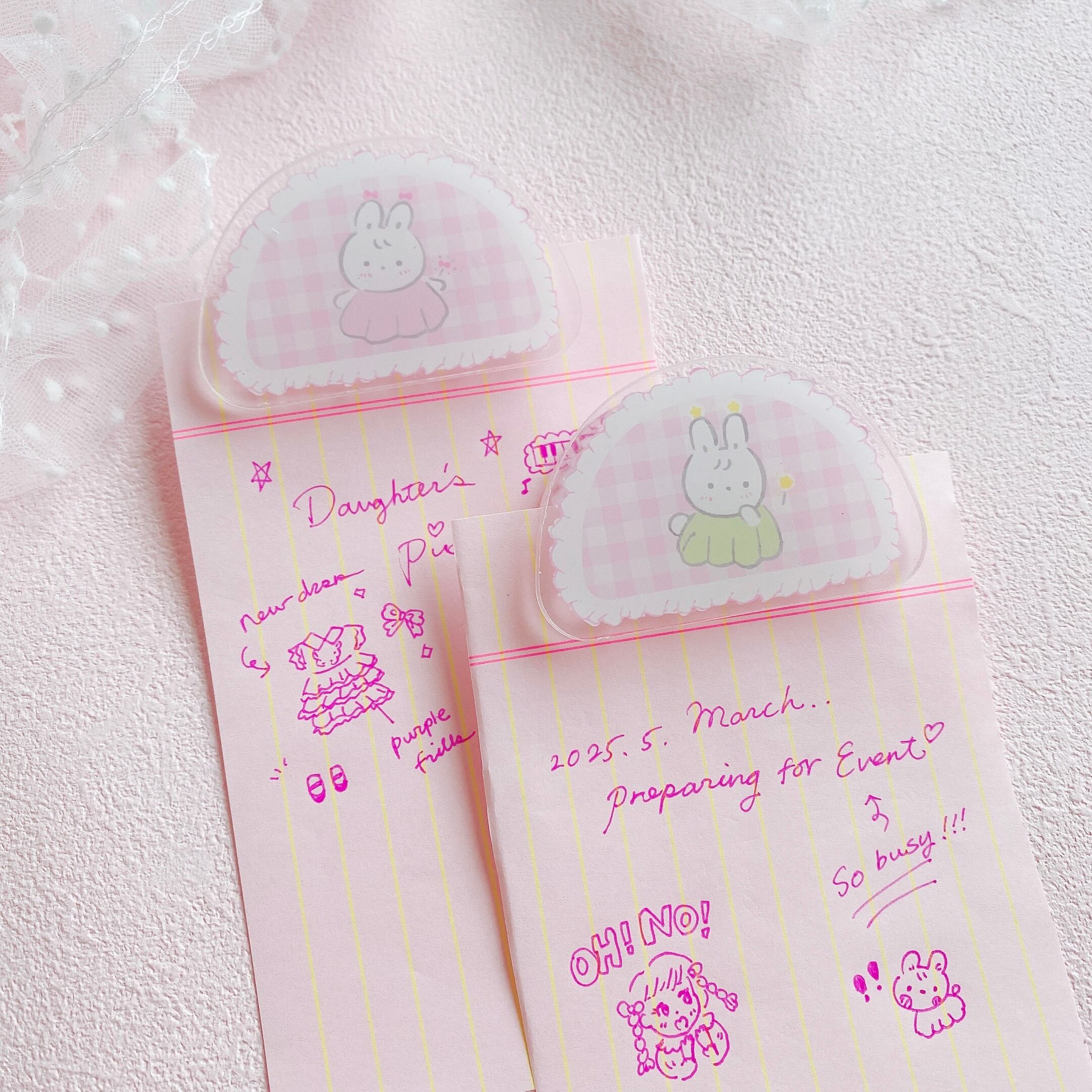 バレエうさぎのアクリルクリップ(ふりふりピンク)