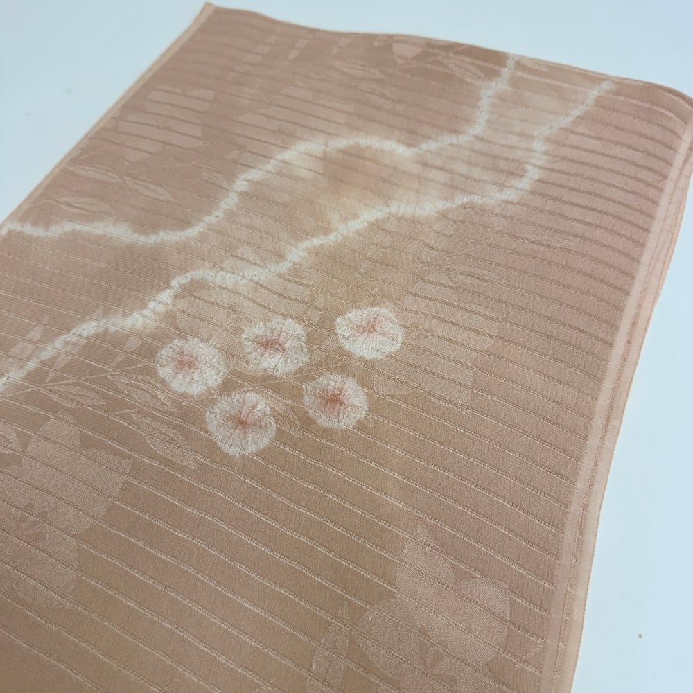 夏帯揚げ 新品 夏用 帯揚 ベージュ 小紋 紬 訪問着 普段着用 礼装用 正絹 絹100% 和装小物 5728