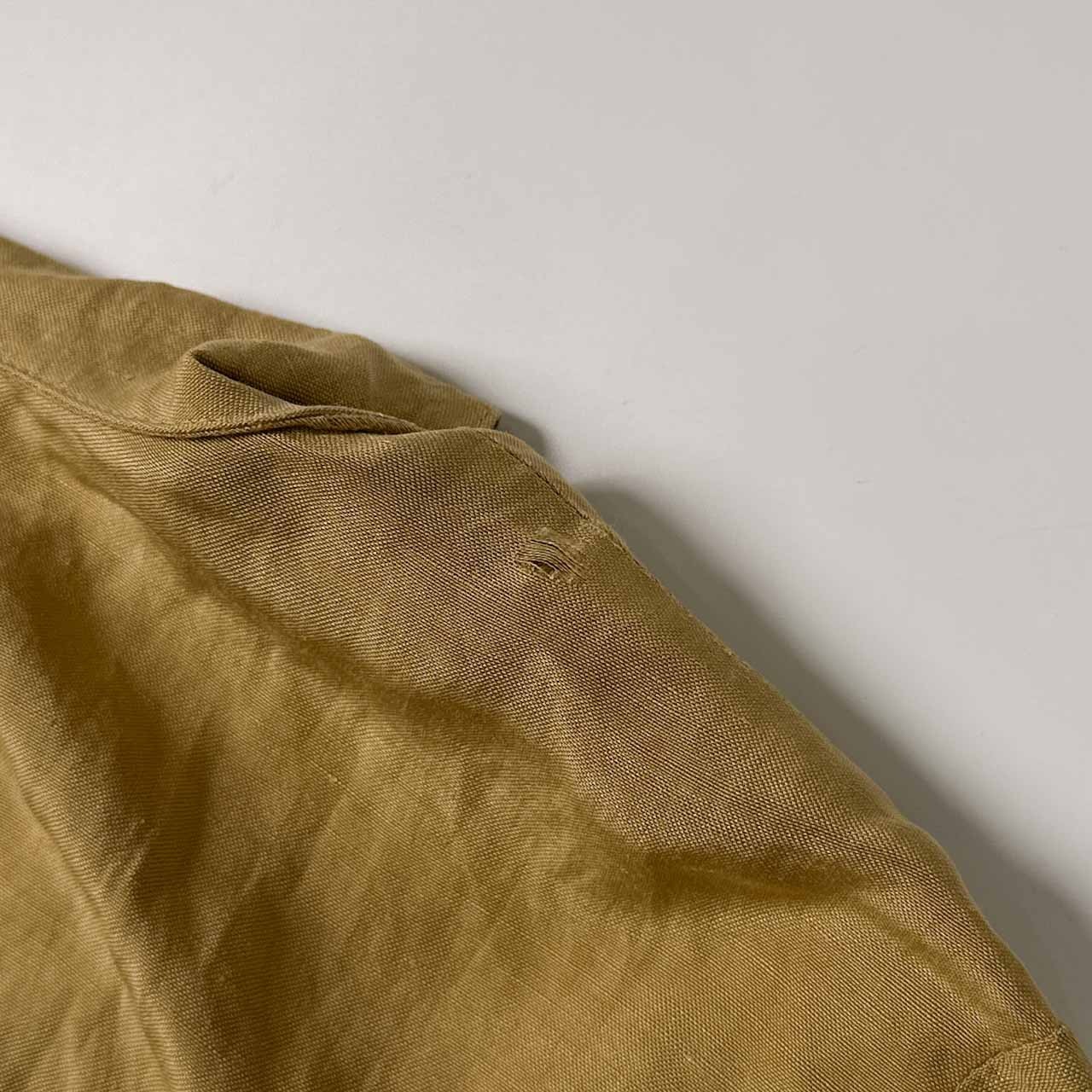 90s イングランド製 シルク リネン混 JAEGER イエーガー 半袖 ワンピース UK 12/マスタード系 レディース ビンテージ