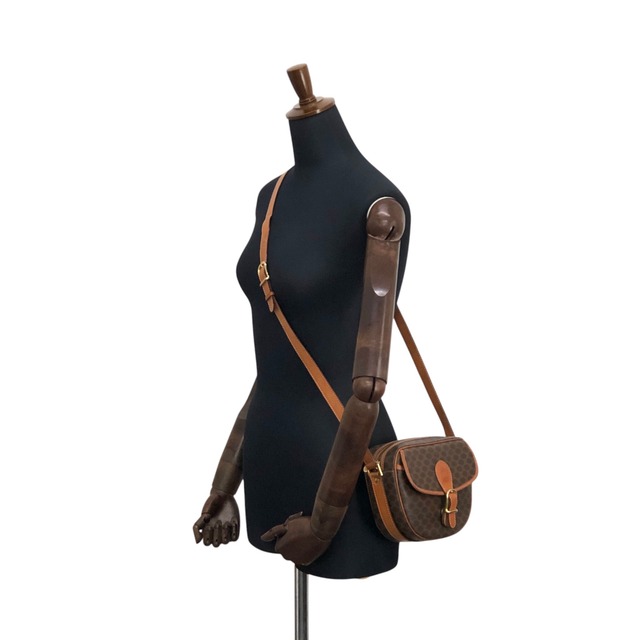 CELINE セリーヌ マカダム ショルダーバッグ ブラウン ブラゾン型押し PVC vintage ヴィンテージ オールド aj8afn
